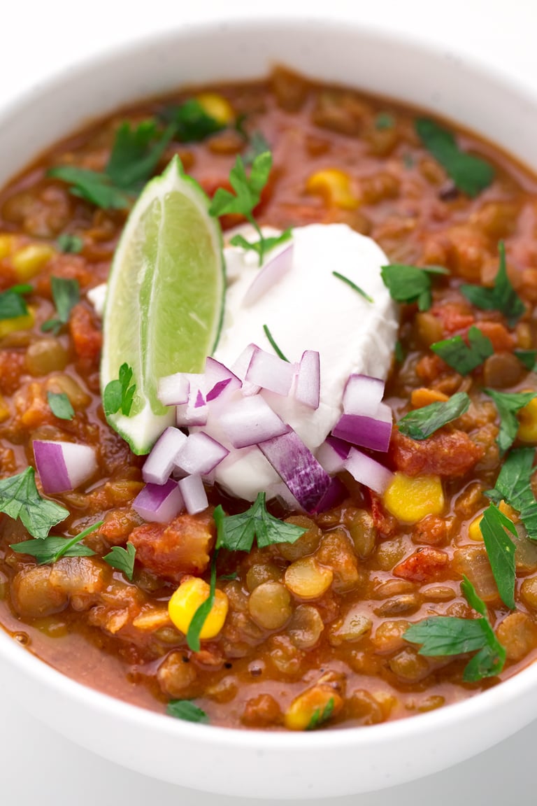 1-Pot Lentil Chili. - This 1-pot lentil chili is so nutritious, satiating and spicy so it's perfect for beat the heat or to keep you warm. We serve it with some rice and veggies.