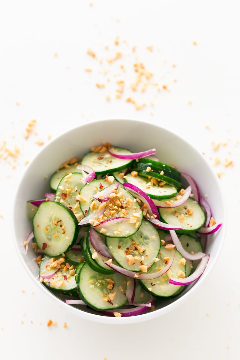 Thai Cucumber Salad - Thai cucumber salad, made in less than 10 minutes, using simple ingredients. It's so tasty, healthy, refreshing and the perfect side dish. #vegan #glutenfree #simpleveganblo