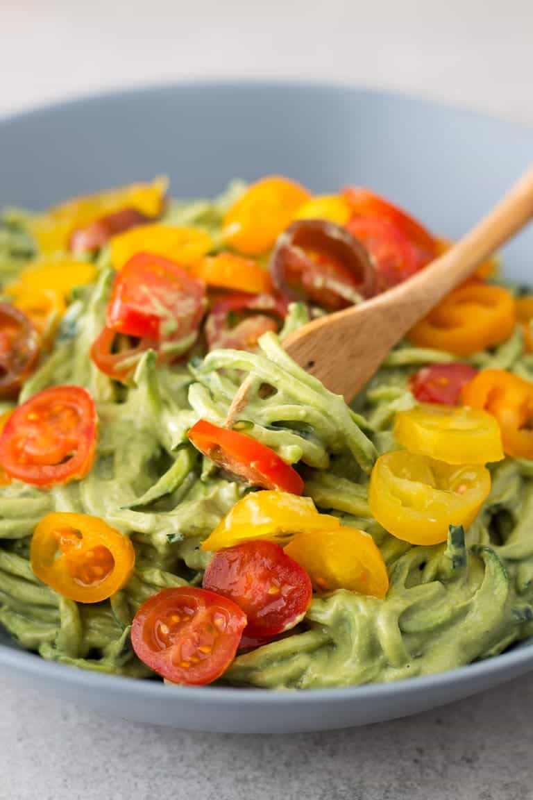 Spiralized Veggie Noodles with Creamy Coconut Basil Sauce - Cook Love Heal  with Rachel Zierzow