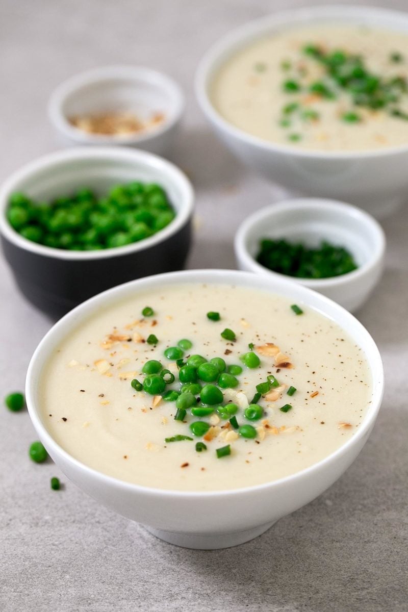 Creamy vegan cauliflower soup. - This creamy vegan cauliflower soup is so light and simple and although cauliflower is not one of our favorite veggies, we really enjoy this amazing recipe.