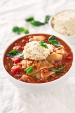 Vegan Lasagna Soup.- This vegan lasagna soup is perfect for those busy days when you're craving a plant based lasagna, but you only have 30 minutes to make it.
