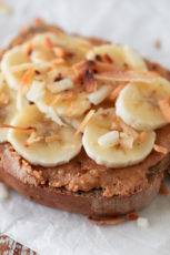 Peanut Butter, Banana, Coconut Toast. - To make these peanut butter, banana, coconut toast you just need 4 ingredients and 10 minutes. They’re a delicious and simple breakfast, snack or dessert. #vegan #glutenfree #simpleveganblog