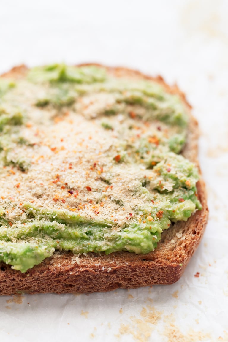 Close-up shot of an avocado toast