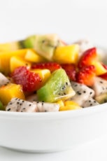 Tropical Fruit Salad. - This tropical fruit salad is a delicious, simple and healthy recipe, made with fresh fruit, lime or lemon juice and maple or agave syrup. #vegan #glutenfree #simpleveganblog