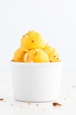 How To Make Sorbet. - Learn how to make sorbet at home with any fruit. It only requires 4 ingredients: fresh fruit, water, dates (or any sweetener) and lemon juice. #vegan #glutenfree #simpleveganblog