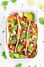 Vegan Chorizo and Potato Tacos. - Vegan chorizo and potato tacos, made with potatoes, homemade vegan tofu chorizo and tortillas. Add your favorite toppings and enjoy this delicious meal! #vegan #simpleveganblog