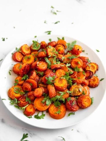 Photo of a plate of homemade roasted carrots