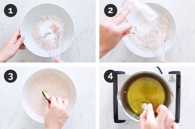 Step by step photos of how to make vegetable tempura from scratch
