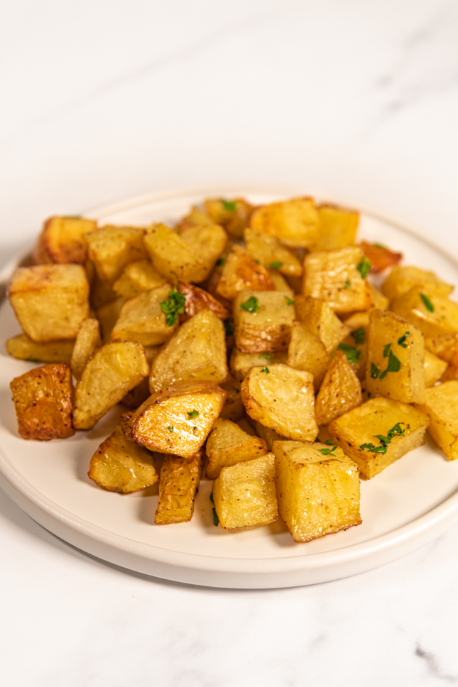 Photo of a plate of roasted potatoes