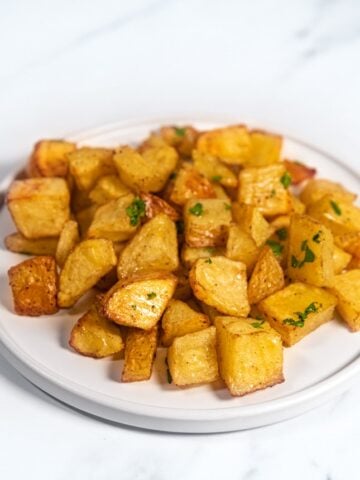 Photo of a plate of homemade roasted potatoes