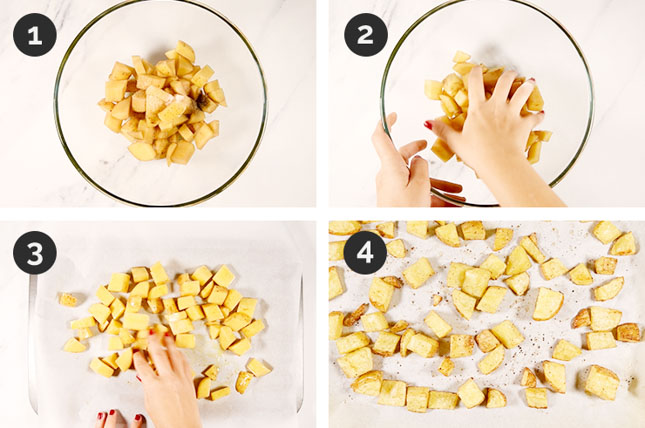 Step-by-step photos of how to make roasted potatoes