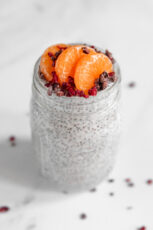 Photo of a glass jar of homemade chia pudding
