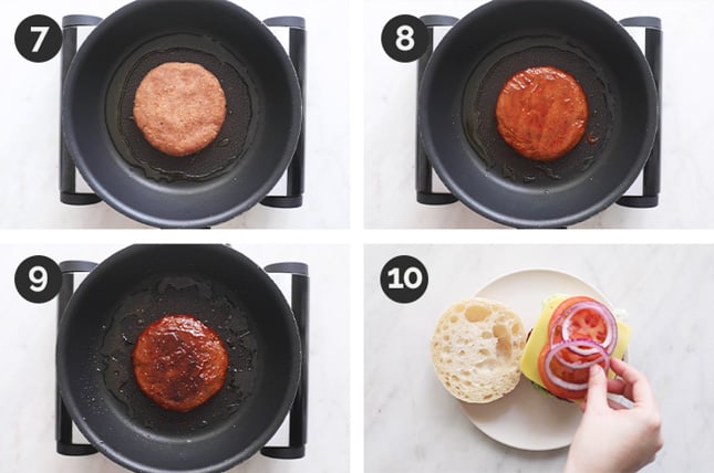 Step by step photos of how to make vegan burger at home