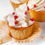 Square photo of some vegan vanilla cupcakes