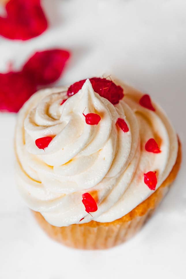 Photo of a vegan vanilla cupcake