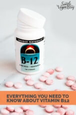 Photo of a jar of vitamin B12 pills with the words everything you need to know about vitamin B12