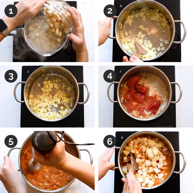 Step by step photos of how to make vegan curry from scratch