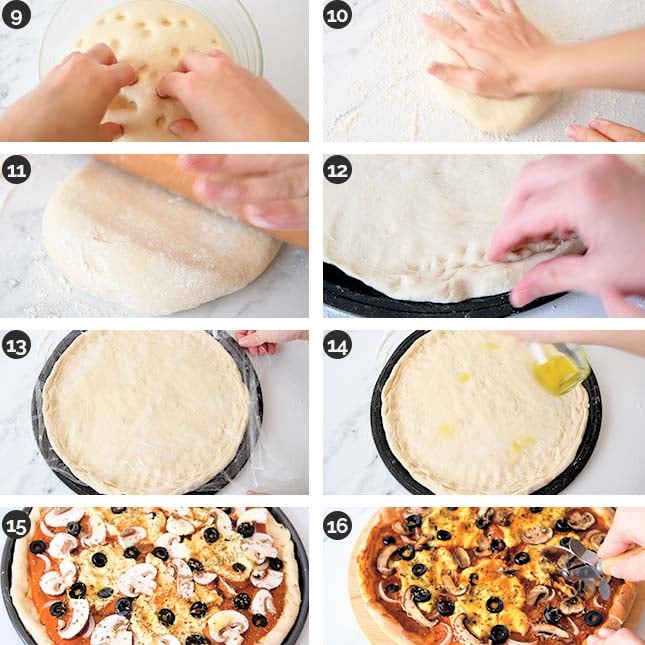 Photo of the last steps of how to make homemade pizza dough