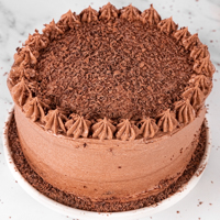 Square photo of a vegan chocolate cake