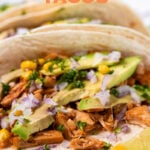 Photo of some jackfruit tacos with the words jackfruit tacos