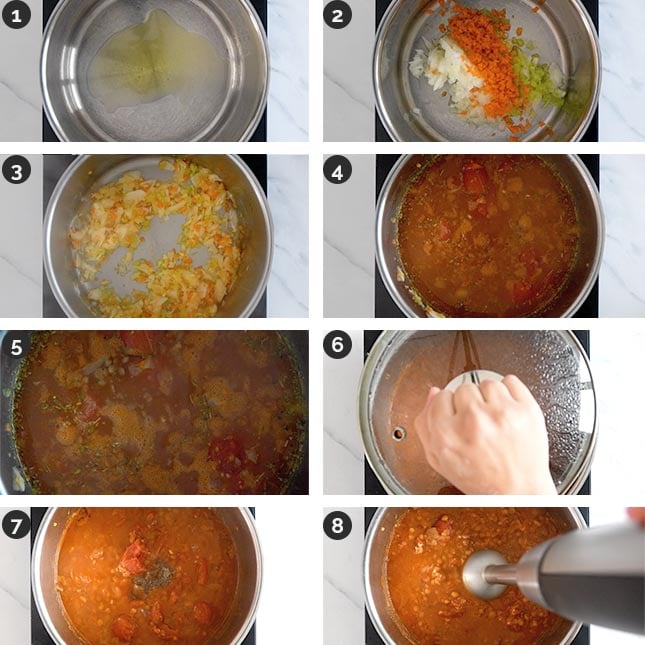 Step-by-step photos of how to make lentil soup