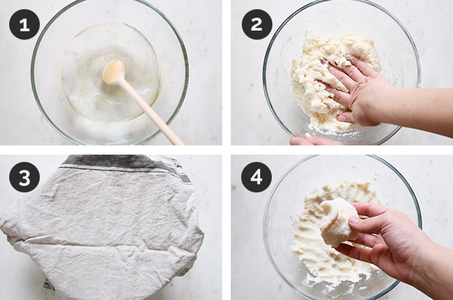 4 shots of how to make arepas step by step