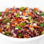 Square photo of a bowl of Asian slaw