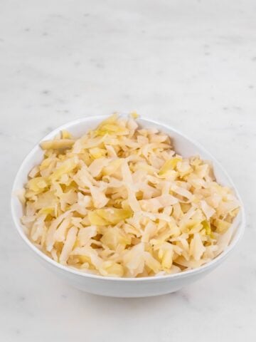 Photo of a bowl full of sauerkraut