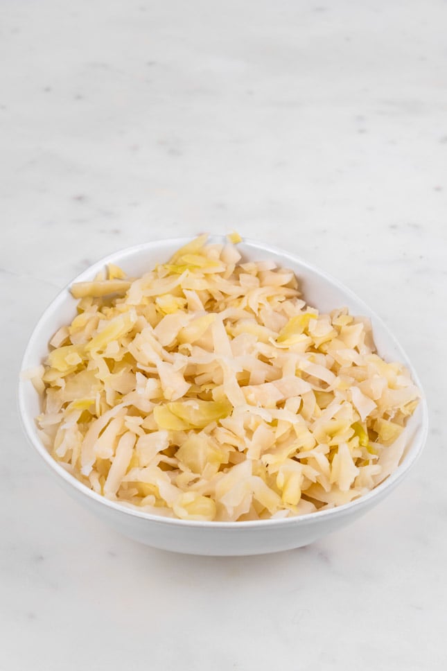 Photo of a bowl of sauerkraut