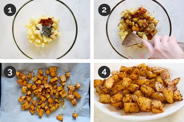 Step-by-step photos of how to make breakfast potatoes
