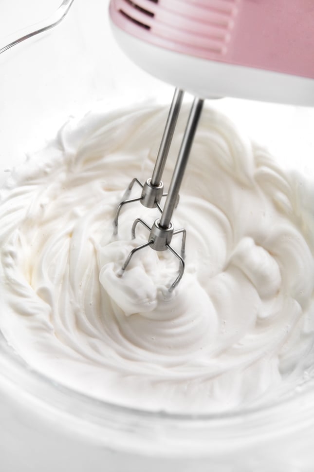 Photo of a bowl with whipped aquafaba