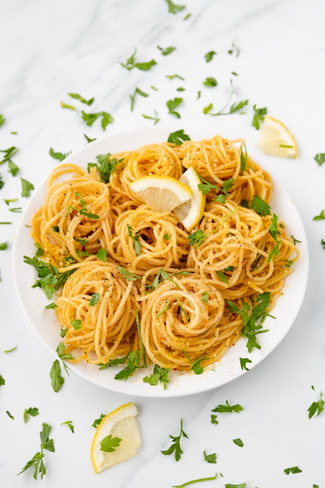 Photo of a plate of lemon pasta