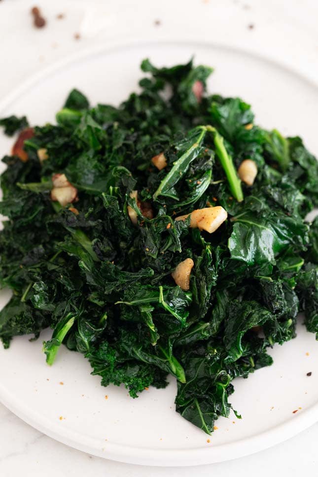 Photo of a plate of sauteed kale