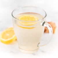 Square photo of a cup of lemon ginger tea