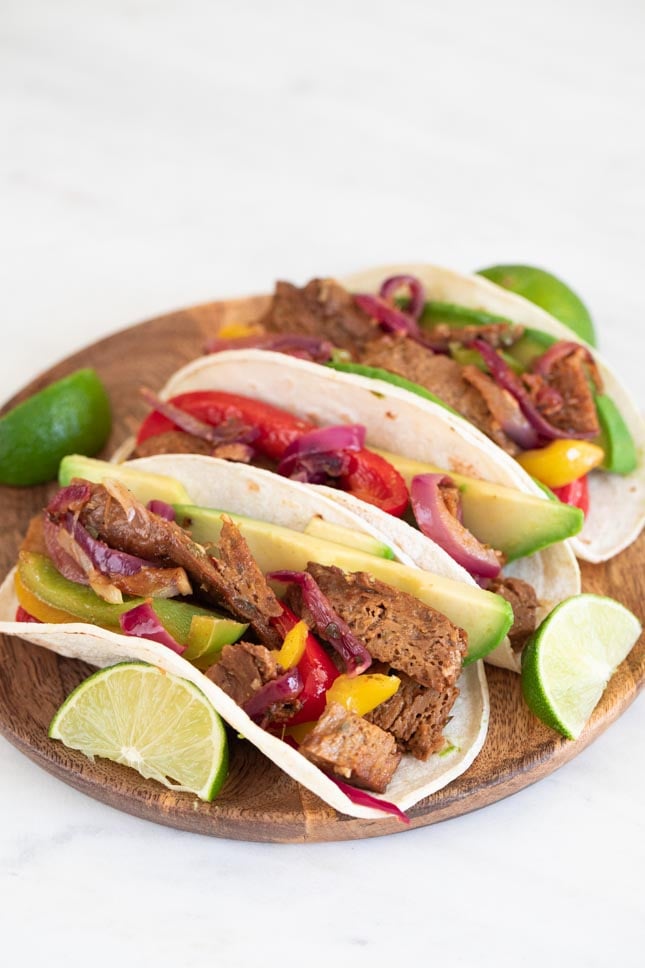 Photo of a plate of vegan fajitas