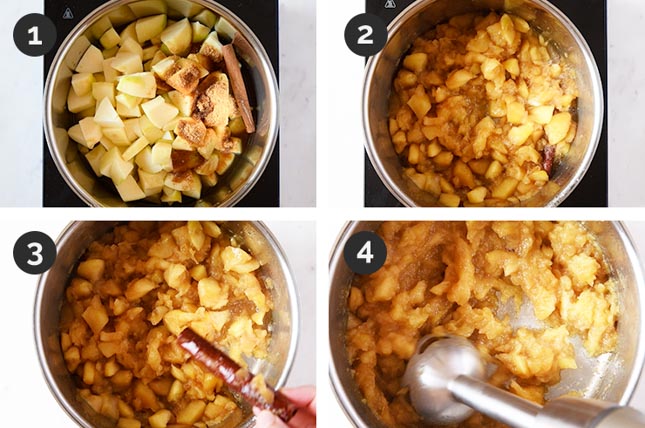 Step-by-step photos of how to make applesauce