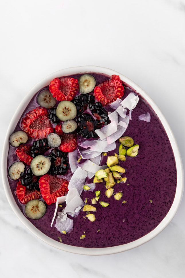 Photo of a smoothie bowl taken from the above