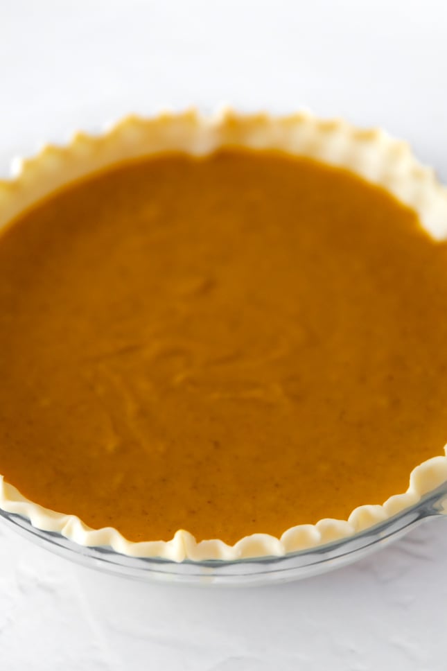 Photo of a vegan pumpkin pie before baking