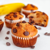 Square photo of some vegan banana muffins