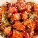 Photo of a bowl of sweet and sour tofu