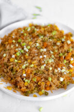 Photo of a plate of vegan fried rice