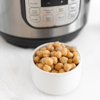 Square photo of a bowl of Instant Pot chickpeas