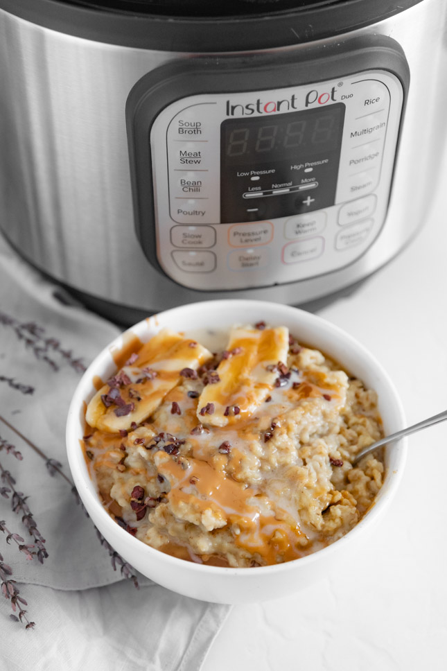 Close-up photo of a nowl of Instant Pot oatmeal