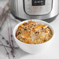 Square photo of a bowl of Instant Pot oatmeal