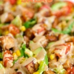 Close-up photo of a bowl of tofu salad with the words tofu salad