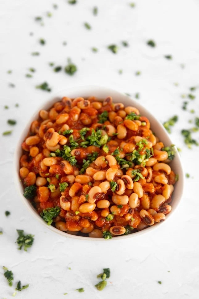 Photo of a bowl of black eyed peas recipe