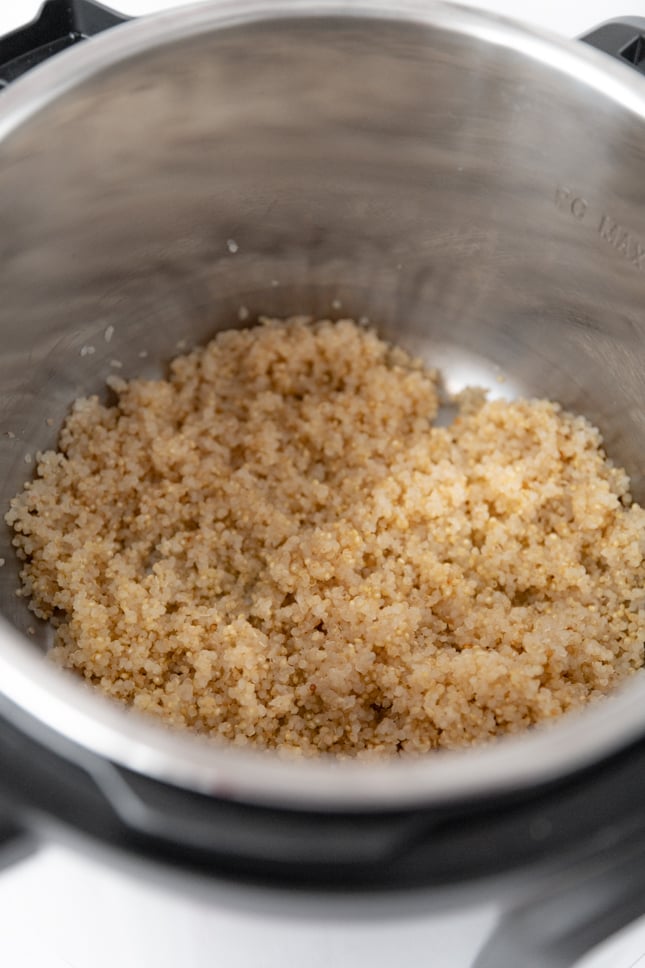 Photo of some cooked quinoa inside of an Instant Pot