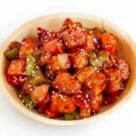 Square photo of a plate of sweet and sour tofu