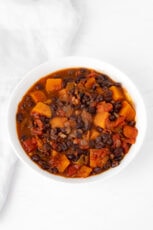 Photo of a bowl of sweet potato black bean chili