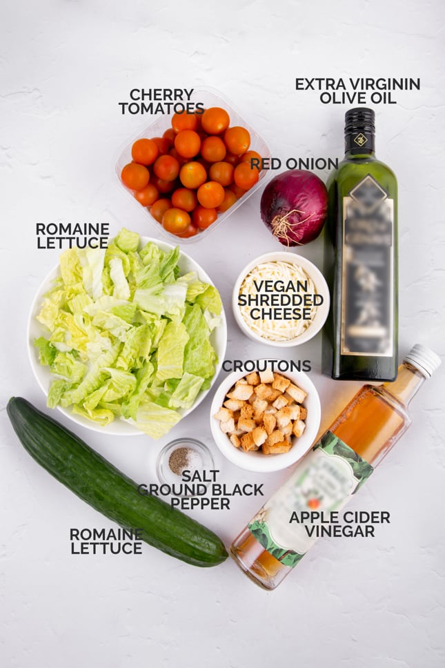 Photo of the ingredients of a house salad